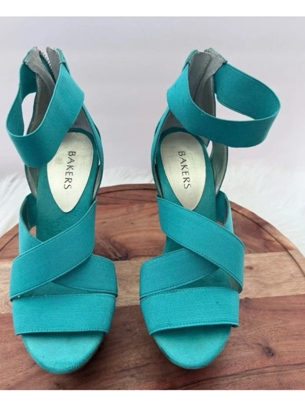 Bakers Turquoise Strappy Platform Heels - Women Shoes